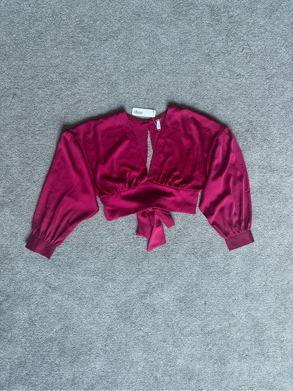 NWT Glam Burgundy Wrap Crop Top
